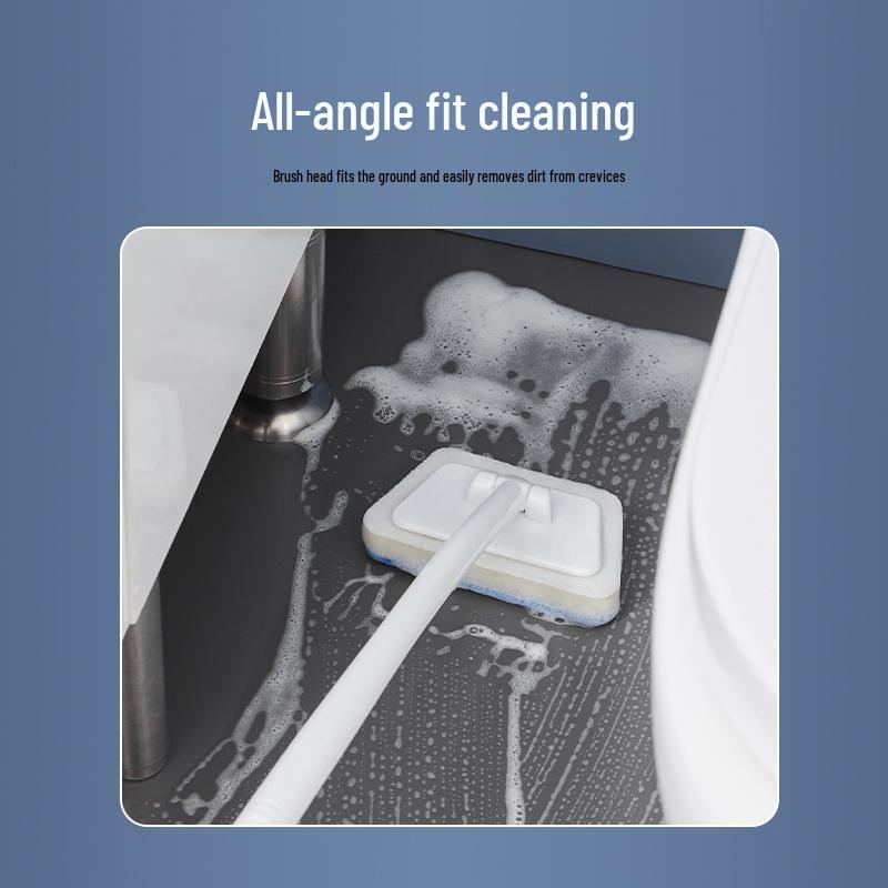 Creative Trapezoidal Bathroom Sponge Brush with Long Handle for Cleaning Bathtubs, Walls, Tiles, Floors, and Glass Doors.