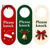 Festive Door Plaque Wooden Christmas Hanger, Santa Hat Bell Bow Hanging Sign Hanger for Knob, Holiday Home Front Entrance Decor Ornament