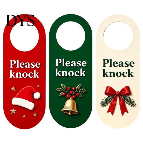 Festive Door Plaque Wooden Christmas Hanger, Santa Hat Bell Bow Hanging Sign Hanger for Knob, Holiday Home Front Entrance Decor Ornament
