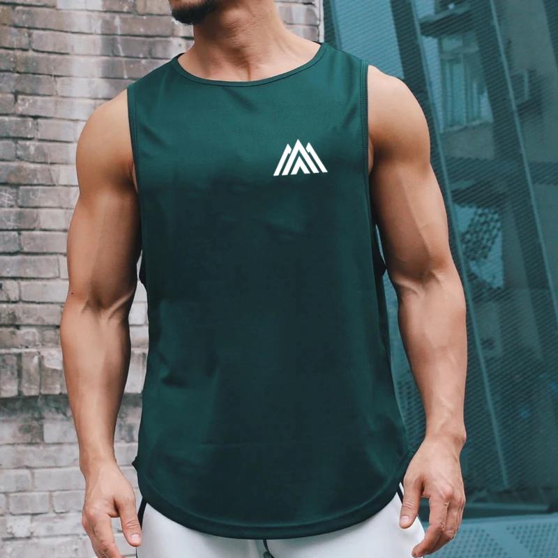 

Мужская одежда, четыре сезона, уличная баскетбольная быстросохнущая модная майка для спортзала, спортивная дышащая рубашка без рукавов для отдыха XXL темно-зеленого
