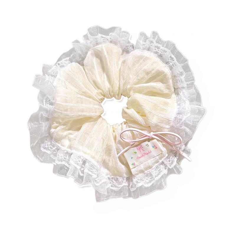 Korean Lace Trim Bow Scrunchie: Sweet, Lazy Style Hair Accessory