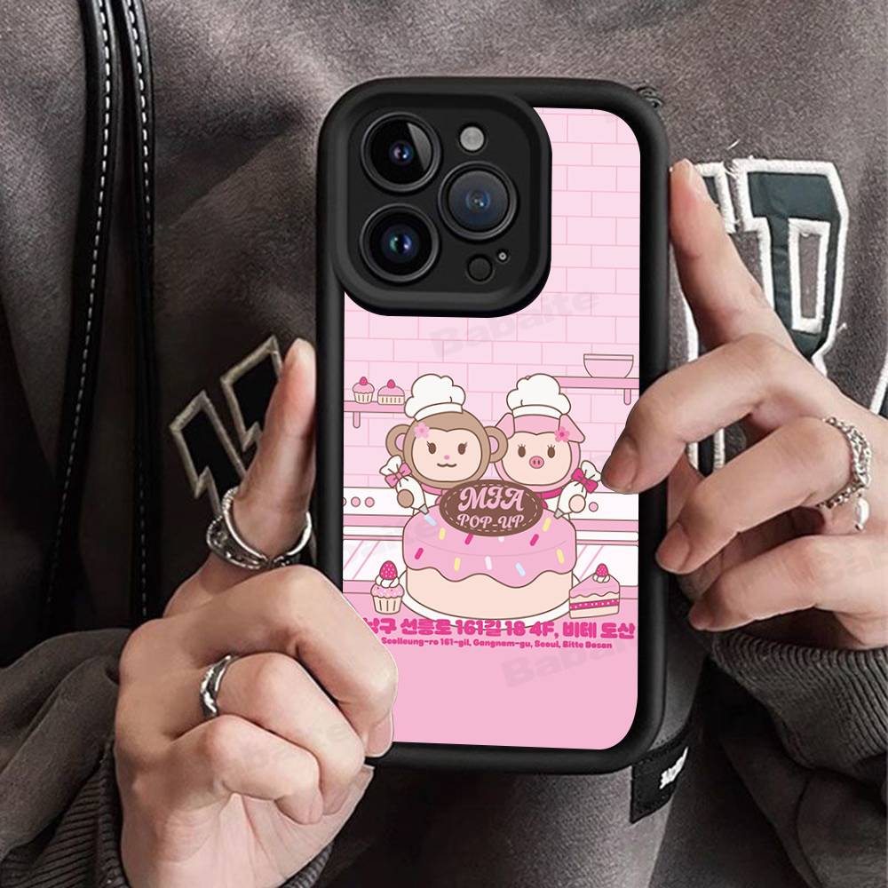 Cute Ins Sweet Cool Biye Monkey Silicone Soft Phone Case For IPhone 17 16 15 14 Plus 13 12 Mini 11 Black Cover