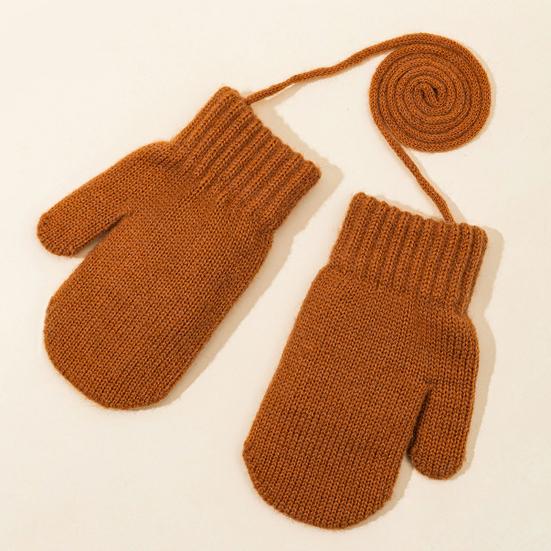 Kids Winter Gloves Warm Thickened Full Finger Mittens Knitted Gloves with Rope for Boys