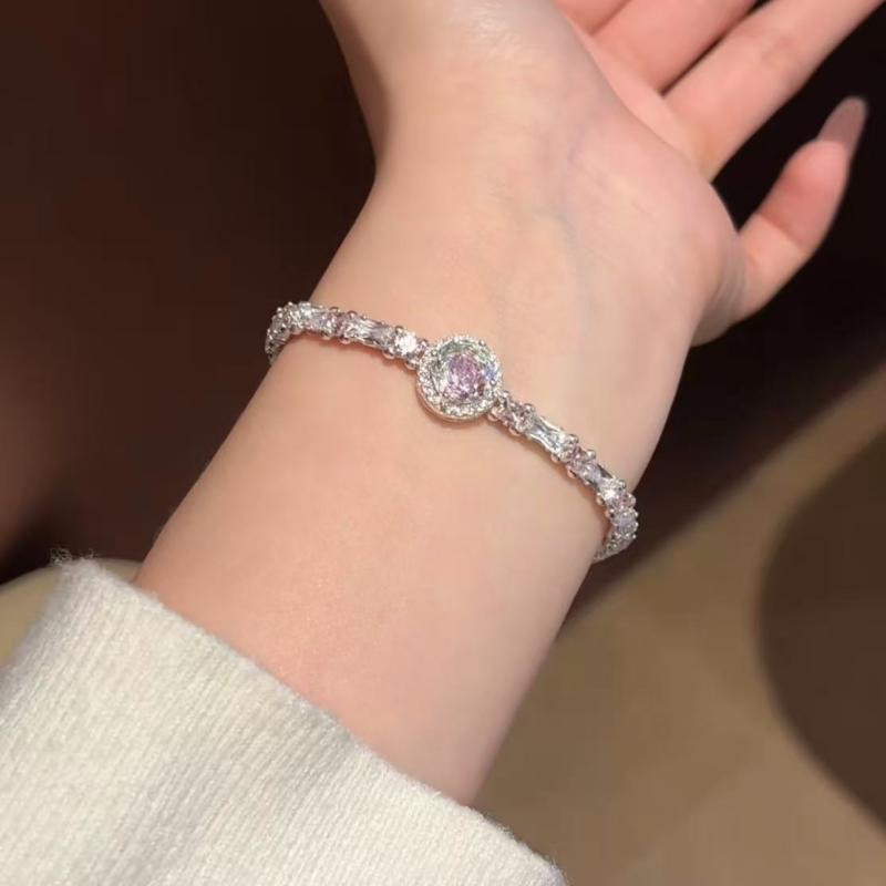 Rose Diamond Inlaid Pearl Bracelet Design Sense Niche High Value Temperament Personalized Fashion Shiny Bracelet