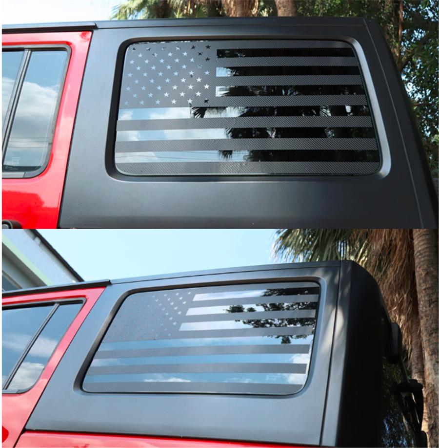 2x American Flag Window Decal Sticker For Jeep Wrangler JK JKU 2007-2017 4-Doors