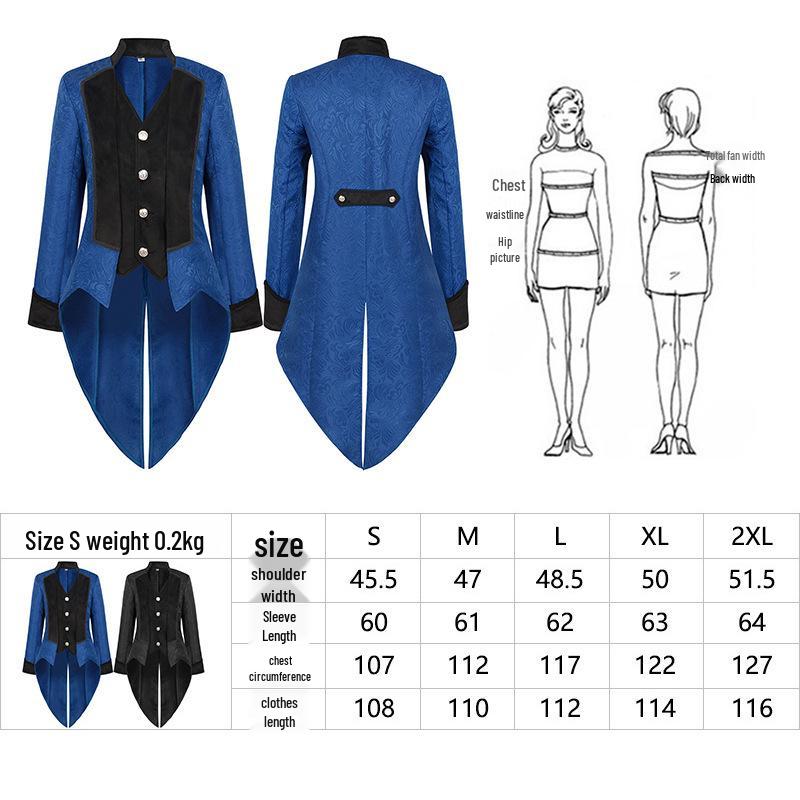 Стимпанк Готический Викторианский Мужской Фрак 2XL