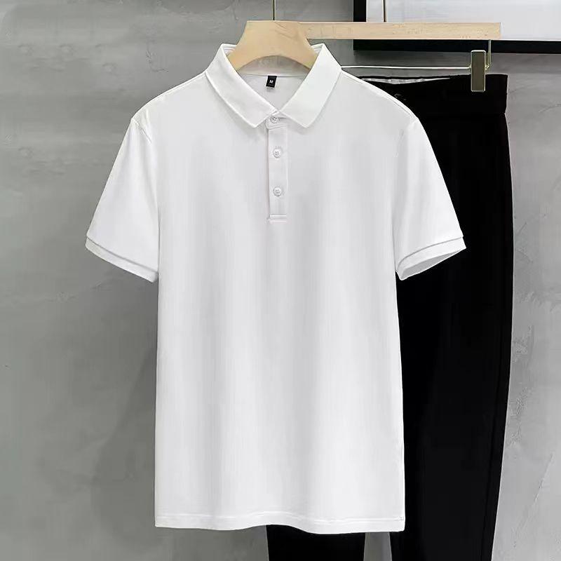 Turn-down Collar Business Casual Fashion T-Shirts Pullovers Temperament Simplicity Solid Button Short Sleeve Men's Clothing 2026