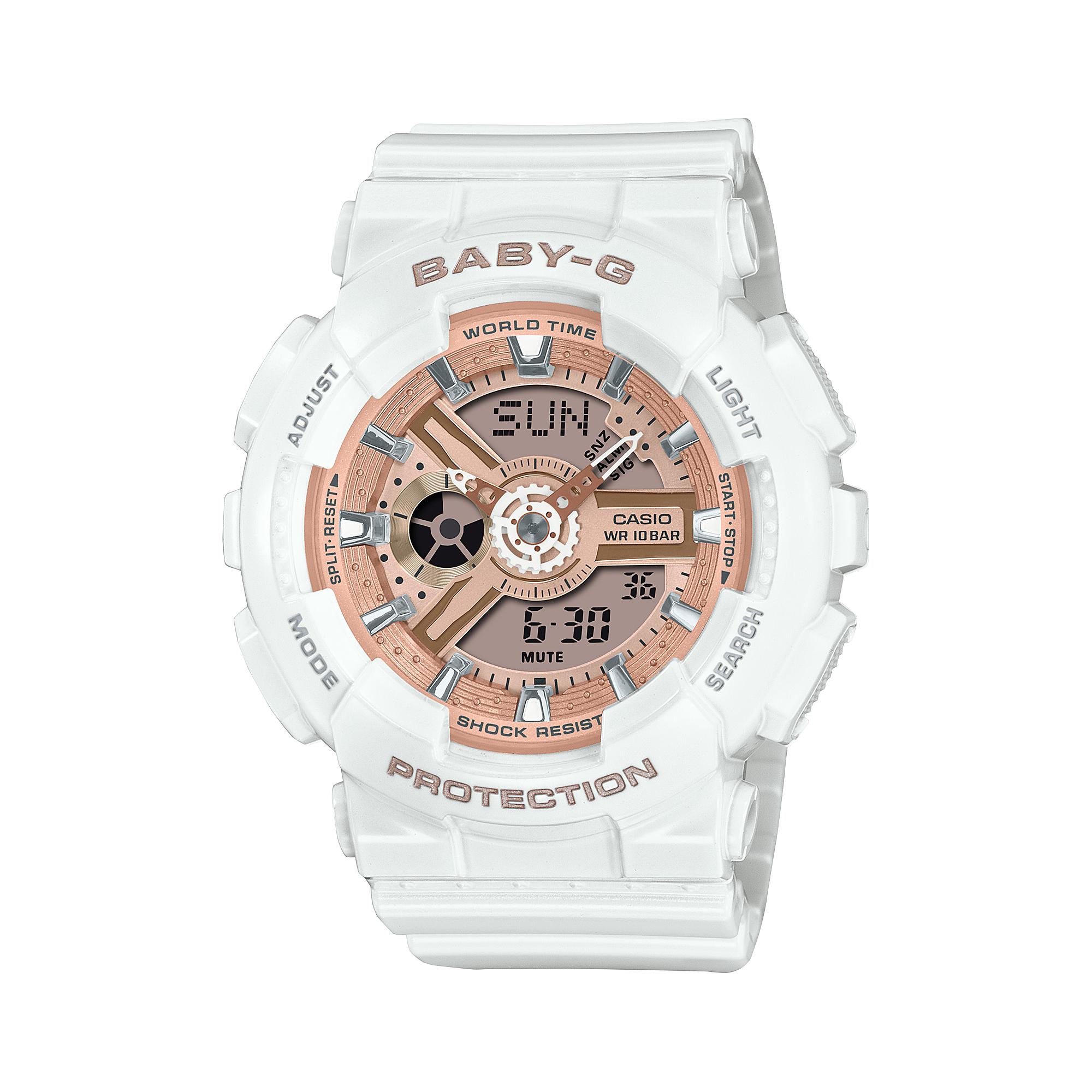 

Casio G-SHOCK Men s Resin 100M Water Resistant Analog Shock Resistant Quartz Watch BA-110X-7A1 белый