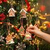 Indoor Christmas Party Decorations 24/36Pcs Gingerbread House Ornaments, Wooden Xmas Tree Decor with Rope, Gift Tags Hanging Ornaments for Holiday New