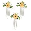 Romantics Florals Rearview Mirror Bowknot For Wedding Car Faux Flowers And Ribbon Chair Back Flower Decoration