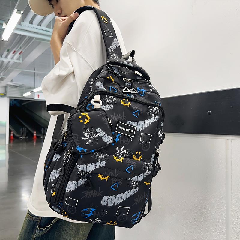 Граффити Принт Школьный Ранец Мужской Класс 4-6 Рюкзак С Монетницей зелёный — фото 17