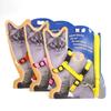 High Quality Eco-Friendly Nylon Plaid Cat Leash Set and Chest Harness with Fur Decoration Buckle Closure for Outdoor Walking