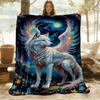 1pc Celestial Wolf Mythical Beast Flannel Blanket, Comfortable and Warm Blanket, for Camping Sofa Bed and Couch Office041