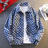 Men's Trendy Loose Plaid Print Denim Jacket Shirt - Douyin Bestseller
