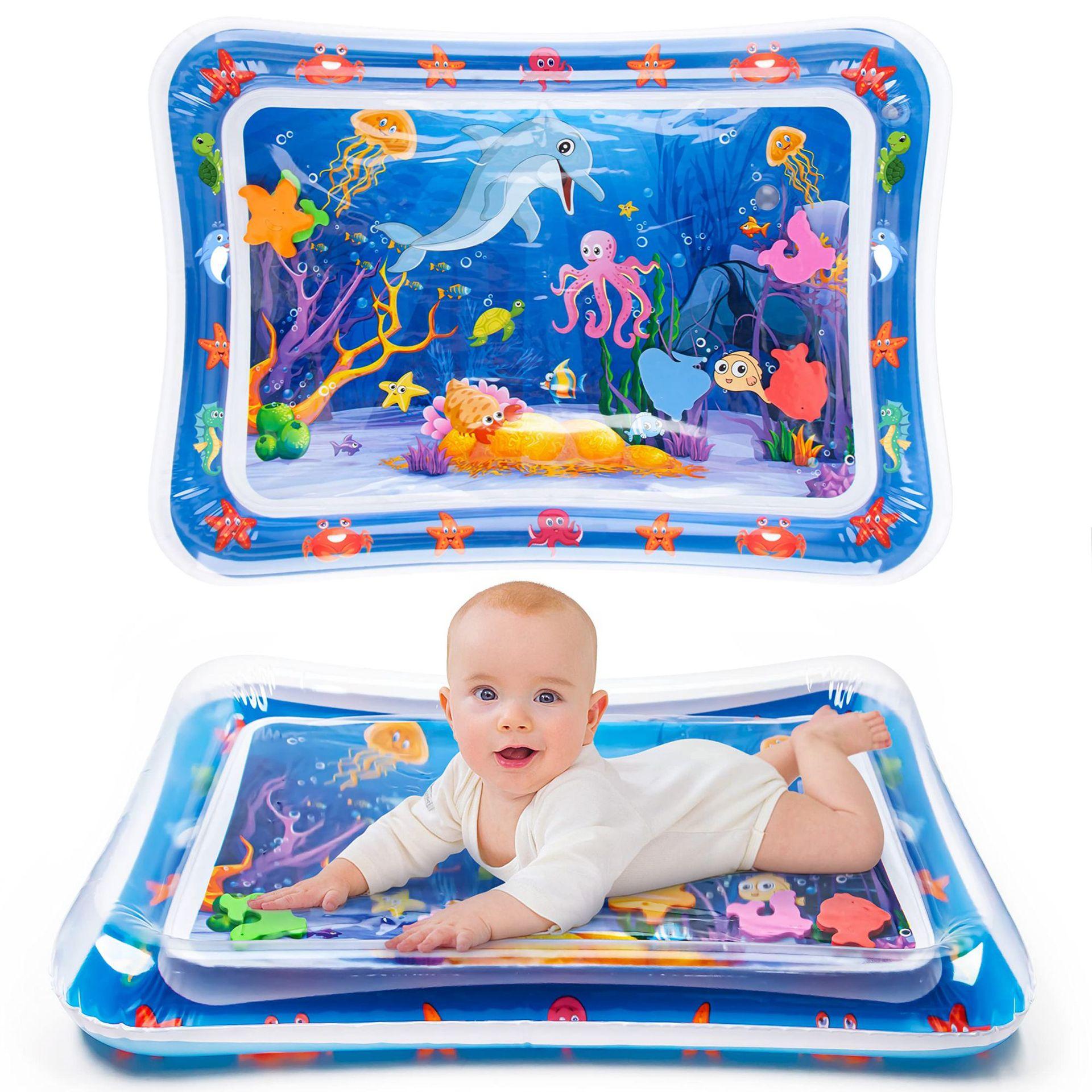 1 PCS Children s Inflatable Pat Pad Baby Pat Pad PVC Marine Animal Water Pad Toy Baby Crawling Inflatable Water Pad Water Toy синий