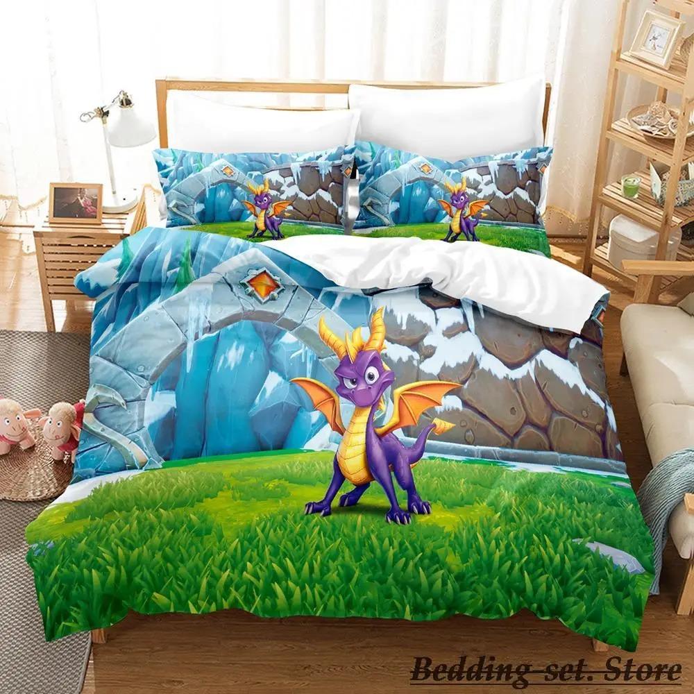 

Spyro reignited trilogy Постільна білизна Односпальна Двоспальна Повна Королівська Розмір King Комплект для ліжка Дорослий Дитяча Спальня Комплекти підковдр Аніме Gme 70x133cm 2pcs