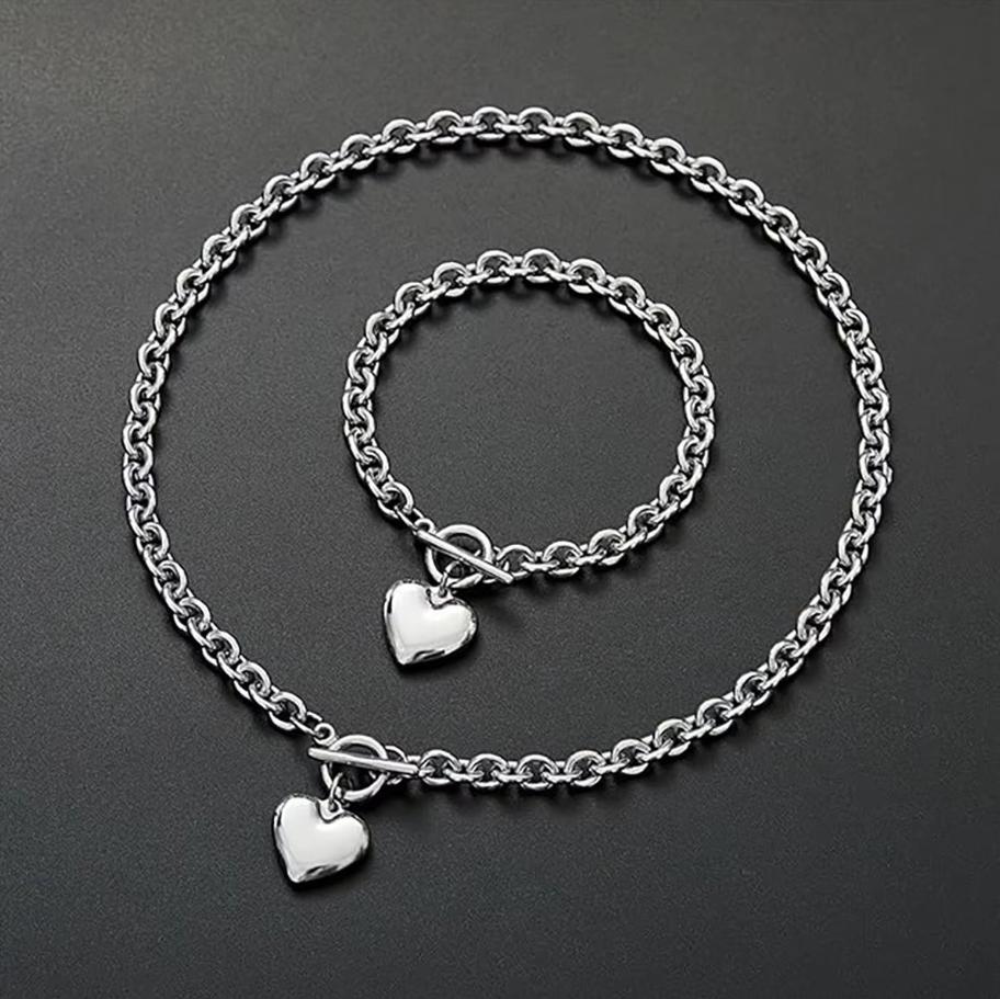 2 Pieces Of Women's Creative Pearl Love Necklace With Bracelet Zircon Set For Weddings, Banquets, Parties, Festivals, Gifts8162