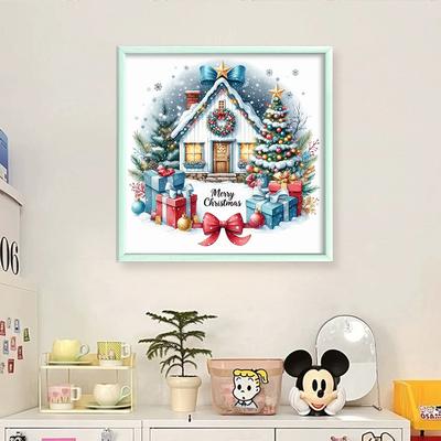 Full Embroidery Eco-cotton Thread 14CT Counted Christmas House Cross Stitch Kit