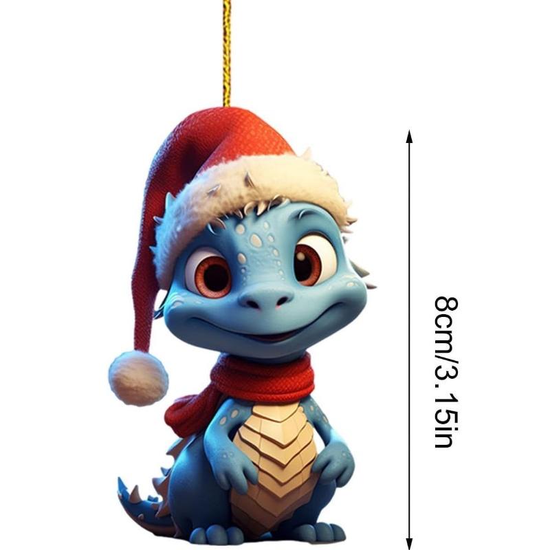 

Christmas Flat Dragon Acrylic Car Hanging Pendant Bag Ornament Tree Decoration Style B