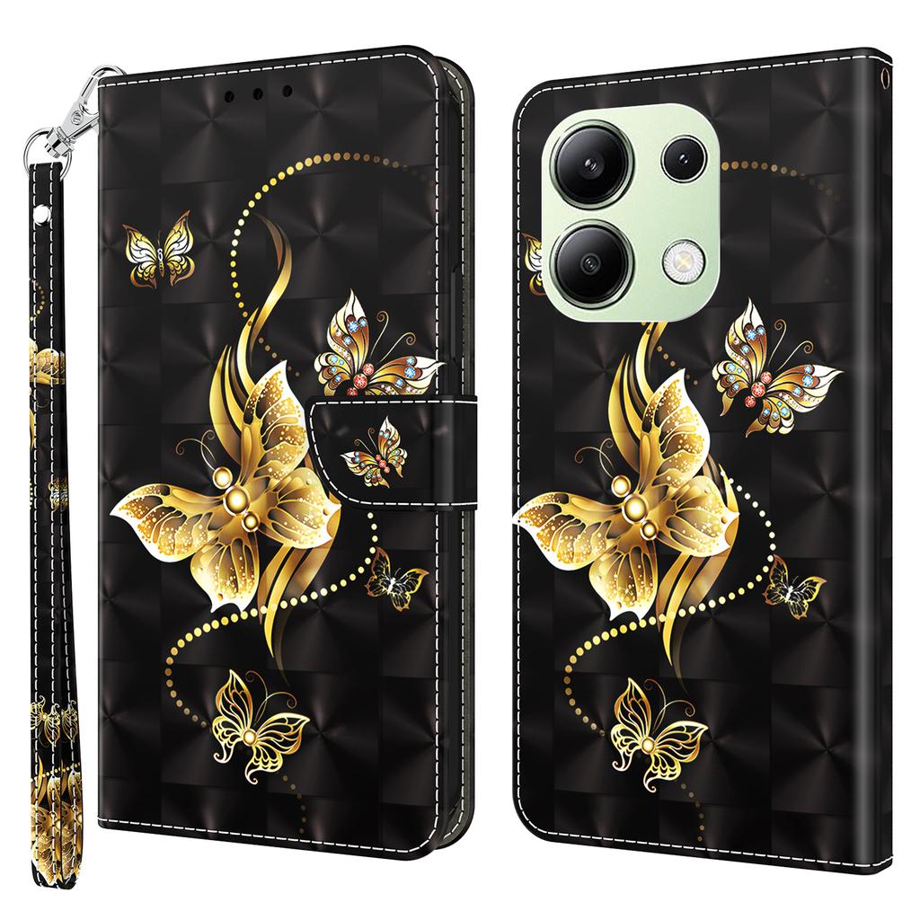 For Xiaomi Redmi Note 13 4G Leather Case 3D Pattern Printing Phone Wallet Cover