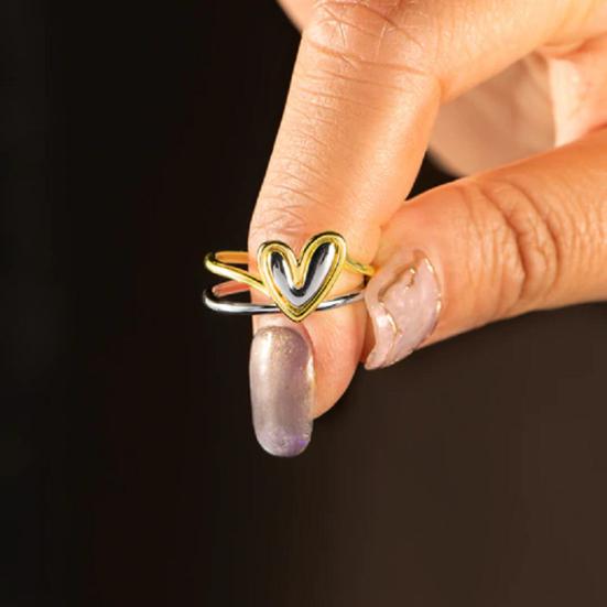 1 Set Women Ring with Greeting Card Irregular Personality Mother's Day Gift Hollow Love