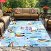Cute Rainbow Pegasus Area Rug, Cloud Sky Theme Non-slip Floor Mat, Decorative Carpet for Kids Girls Bedroom, Washable Home Gift