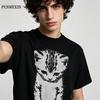 Y2K Punk and Gothic Styles Cute Sad Cat Print Tee Oversized Streetwear Pullover Cotton Casual Top Retro 90s Cat Lover T Shirt