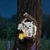 Outdoor Owl Solar Lights Resin Owl Decorative Figurine Ornament Wall Mounted Waterproof Yard LED Lights Garden Courtyard Decor
