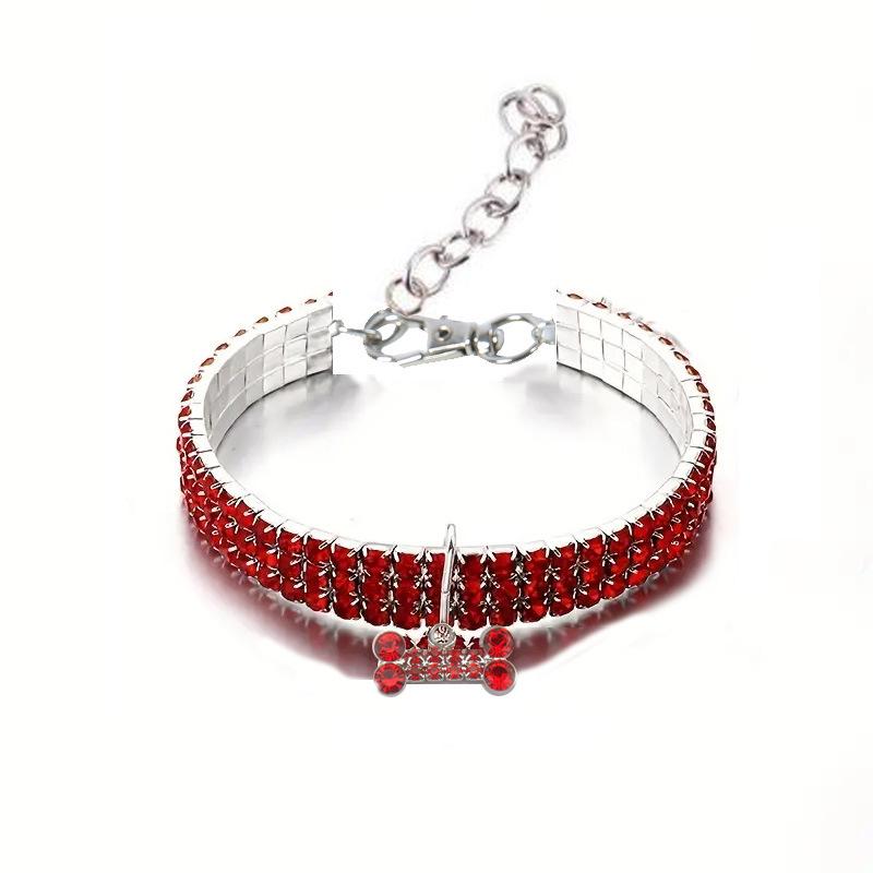 Cat Crystal Necklace Imitation Pearl Rhinestone Pendants Pearl Necklace Dog Collar Collar for Cats Dogs Pet  Collier Collar Gato