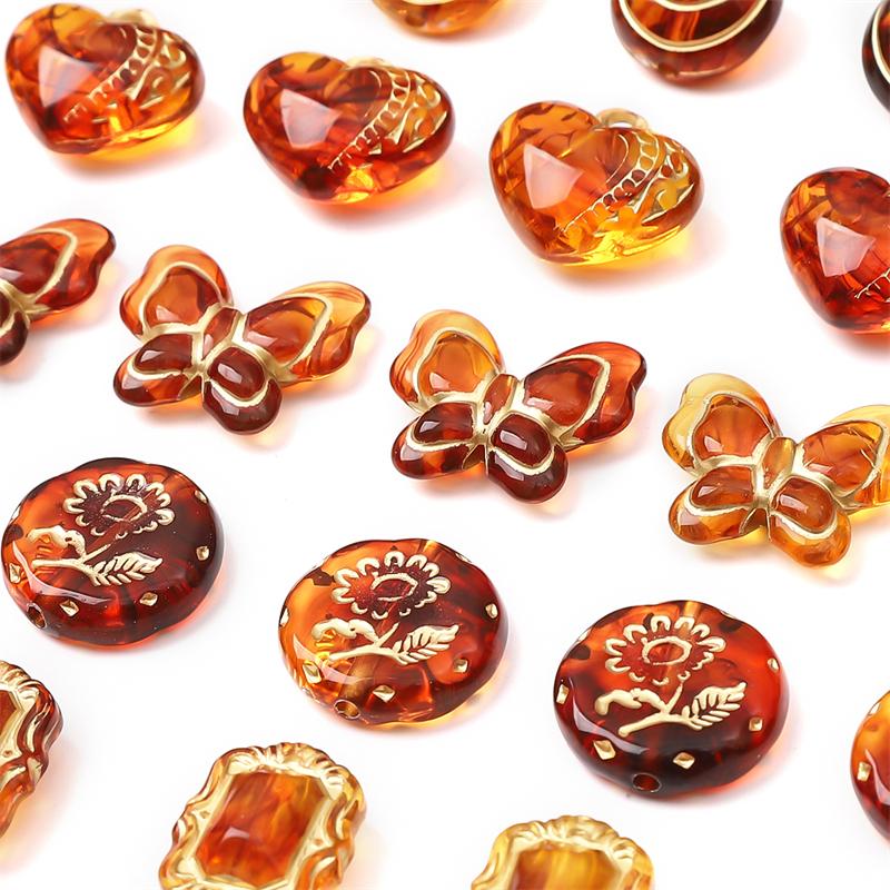 20g Perline Acriliche Sfuse, Trasparente Stile Vintage Smerigliato Oro in Rilievo, Adatte Per Braccialetti, Collane, Ciondoli e Accessori per Gioielli Fai da Te