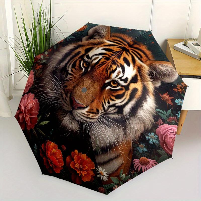 

Floral Tiger Wall Art: Vibrant Nature Decor for Your SpaceUmbrella, Portable 3-Fold Compact Umbrella for Men & Women Gift
