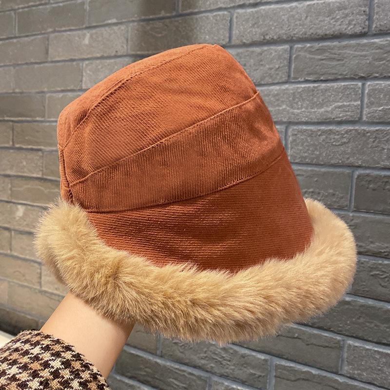 Winter New Burr Bucket Hat Women's Outdoor Plush Warm Fashion Plush Bucket Hat