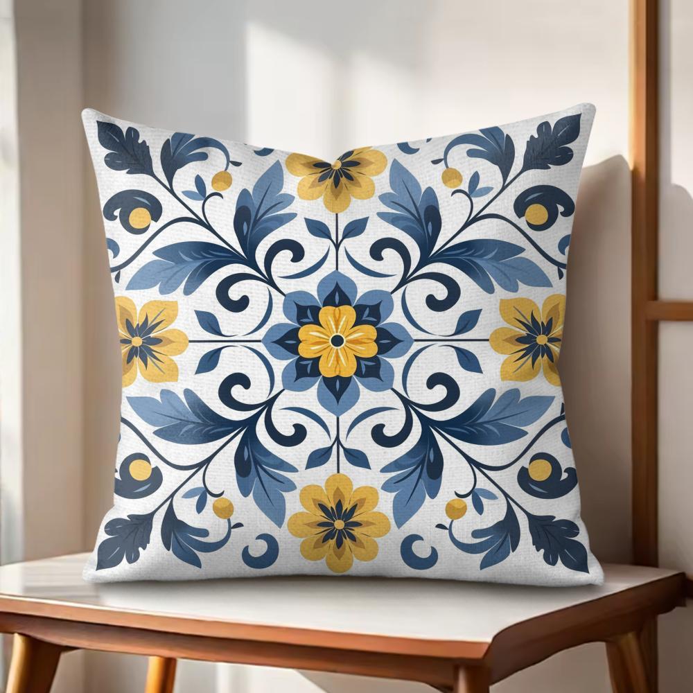 Resortstyle Patterns Cushion Cover Natural Linen Organic Fabric DoubleSided Printing Couch Pillow Covers Home Decor