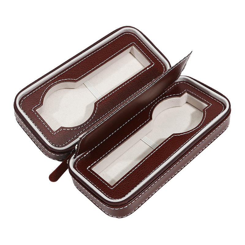 New Travel Dustproof Embedded Watch Box Zipper Portable PU Leather Storage Case Watch Display Box For Trips And Gifts