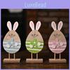 Charming Easter Wooden Egg Shaped Bunny Figurine Adorned With Colorful Flowers