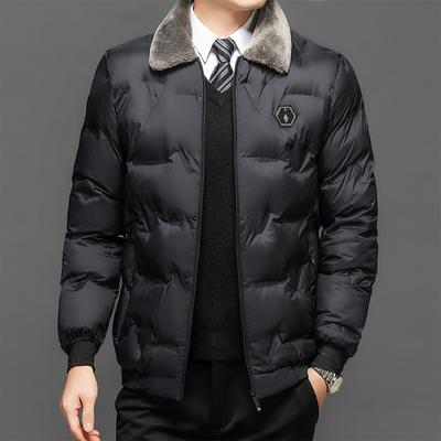 Jaqueta de algodão de pelúcia e espessada para homens, jaqueta de algodão com lapela, jaqueta de inverno para preservação do calor