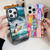 Surfboard Surfing Surf Summer Soft Phone Case for iPhone 15 16 17 Pro Max 17Air 16E 14 Plus 13 12 Mini Shockproof Cover Back She
