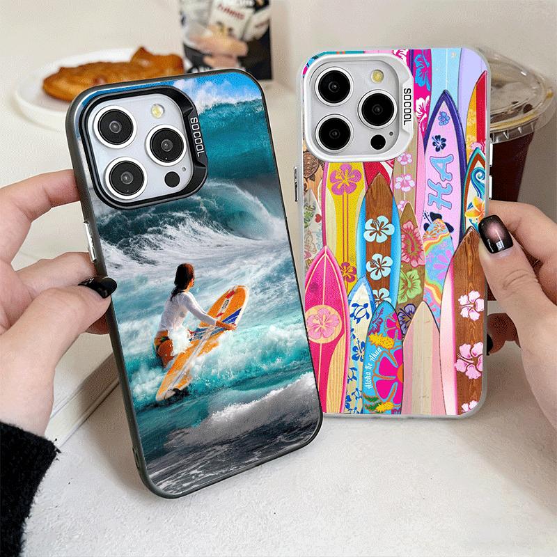Surfboard Surfing Surf Summer Soft Phone Case for iPhone 15 16 17 Pro Max 17Air 16E 14 Plus 13 12 Mini Shockproof Cover Back She
