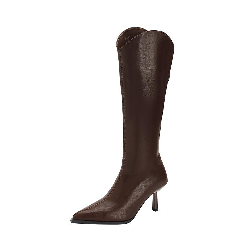 Q702 fashion boots leather boots stiletto high heels boots but knee women's boots high heels high boots rear zipper autumn and winter
