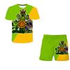 2025 NEW 4-14 Year Old Boys and Girls 3D Plant VS Zombie Printed T-shirts+Shorts Two Piece Sets Fashion Sports T-Shirt Top + Shorts Set 2 Pieces