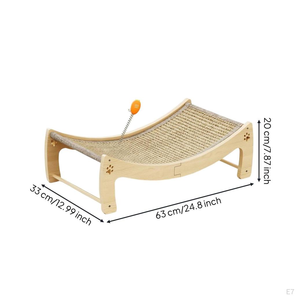 Cat Scratcher Bed ScratchResistant Lounger with Wooden Frame Elevated Pet Resting and Playing