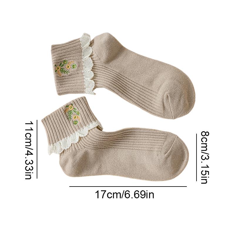 New Women's Lace Lace Socks Cute Middle Socks Flower Embroidered Fashion Socks Japanese Style Small Fresh