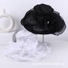 Mesh visor women's summer new solid color flower sunscreen sun hat European and American elegant crimped top hat beach hat