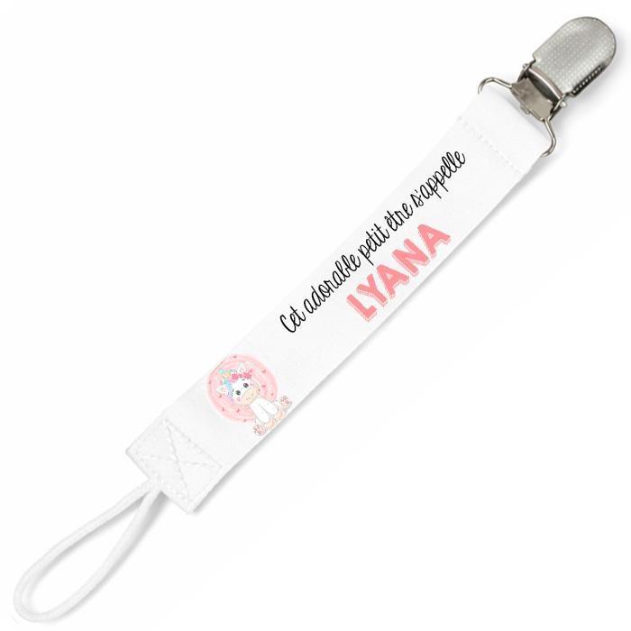 Planetee Attache tétine pour prénom LYANA adorable petit être Licorne | Attache sucette cadeau naissance
