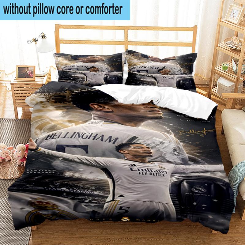 3PCS Jude Football Player Bedding Set,Including 1pc Duvet Cover And 2pcs Pillowcases Perfect for Bedroom, Dormitory, Fan Christmas gift
