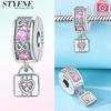 Classic Genuine Copper Four-Leaf Clover Pink Zircon Snowflake Lock Heart Bead Fits Bracelets Jewellery Do-It-Yourself Gifts Accessory