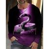 Spring and Autumn Round Neck 3D Snake Pattern Printed Top Fashionable Casual Long Sleeved Men's T-shirts