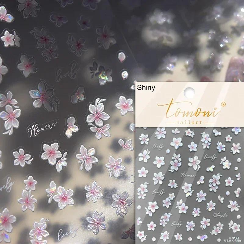 1piece 5Dcute tulip flower nail stickers high quality self-adhesive embossed nail art decals for girls decoration sticker