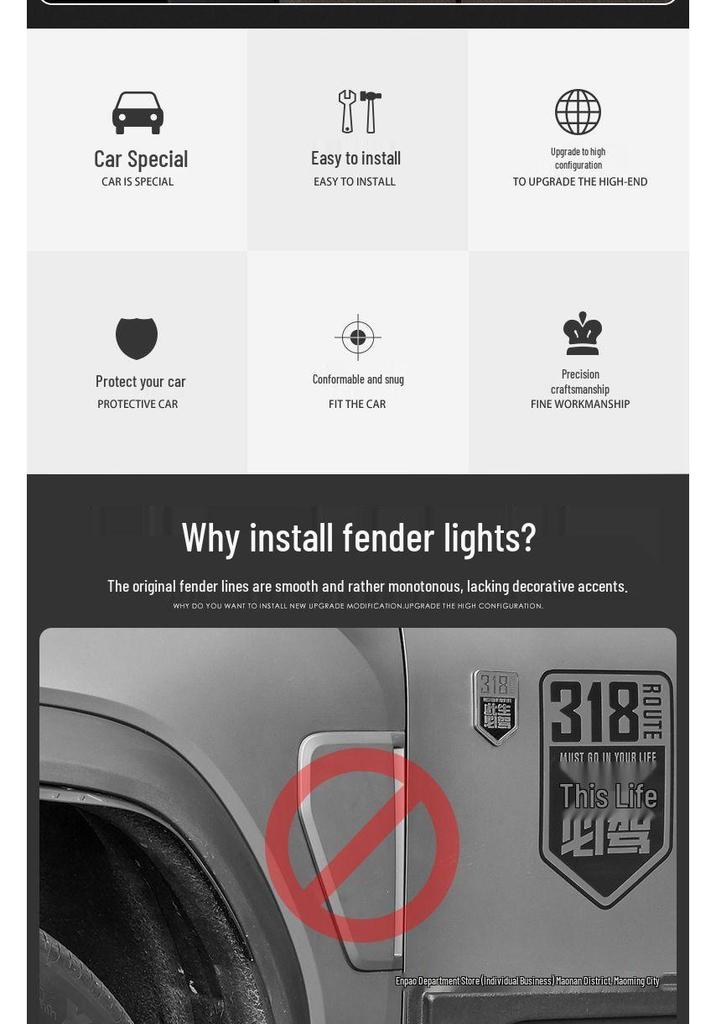 Jetour Traveler ShanHai T2 Fender LED Turn Signal Side Light Modification Kit