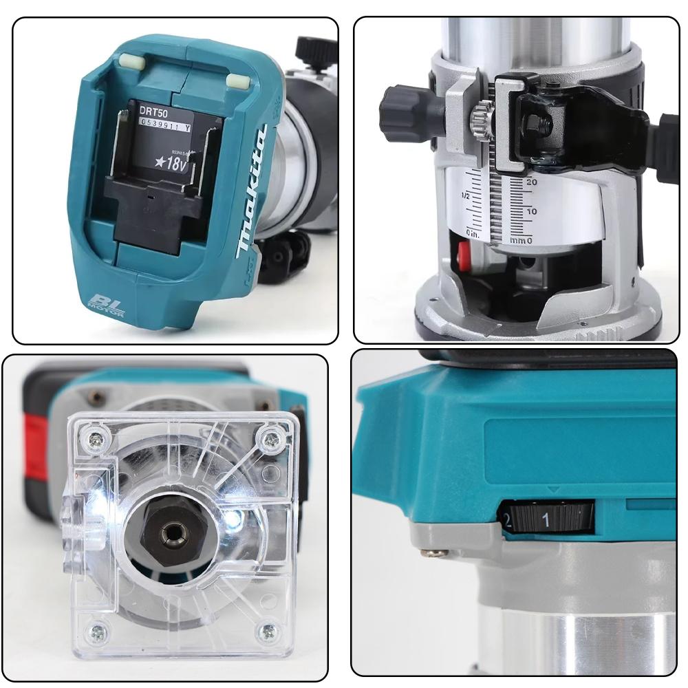 Mamidw Brushless Cordless Router Trimmer Milling Engraving Machine for Makita 18V Battery Woodworking DIY Tool